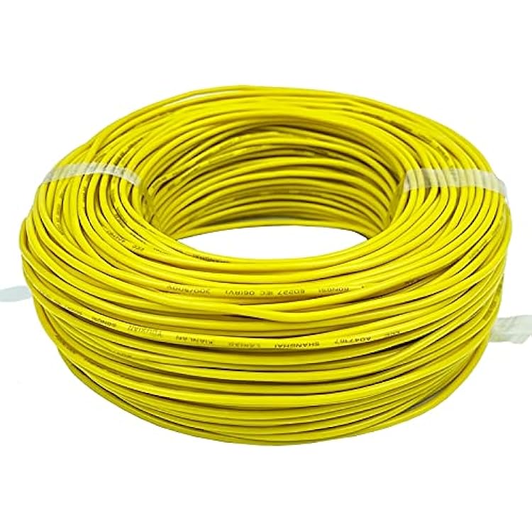 Fil électrique résistant à la chaleur (Jaune) / mètre